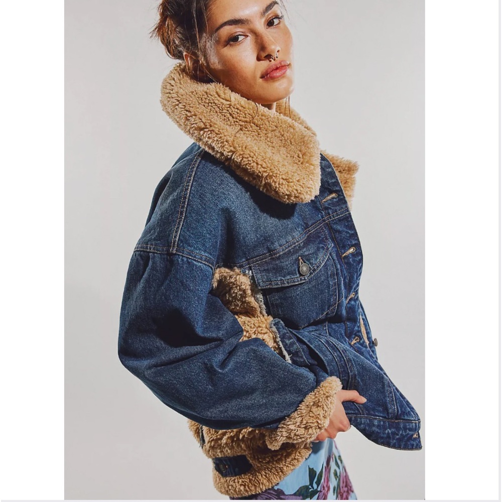 NWOT Free People Holly Cozy Denim Jacket